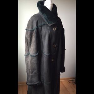 Genuine Dark Forest Green Shearling Coat Sz XXL